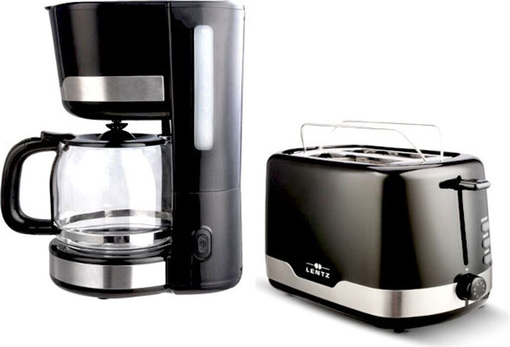 Lentz Frühstücksset Kaffeemaschine Toaster schwarz-silber