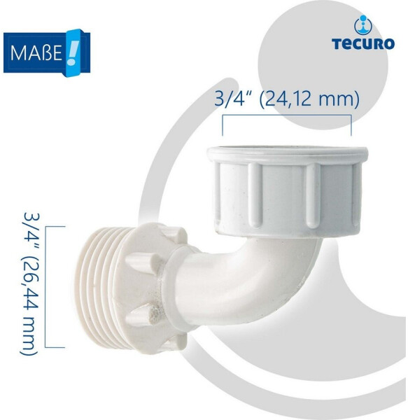 tecuro Winkelstück 3/4 Zoll ag/ig zur Montage an Zapfhahn/Waschmaschine ks weiß, Bild 4