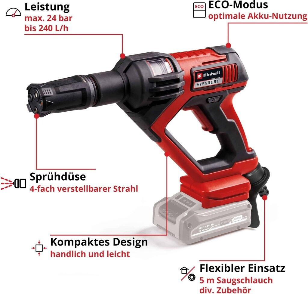 Einhell Einhell HYPRESSO 18/24-1 Kit cordless pressure cleaner gun (1x 4.0 Ah) - view 6