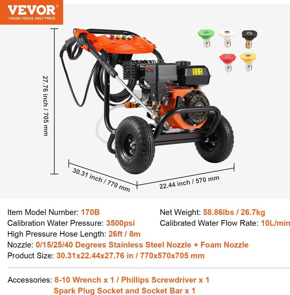 VEVOR VEVOR Petrol high-pressure cleaner 3500 PSI 10 l/min 2.6 GPM - view 7