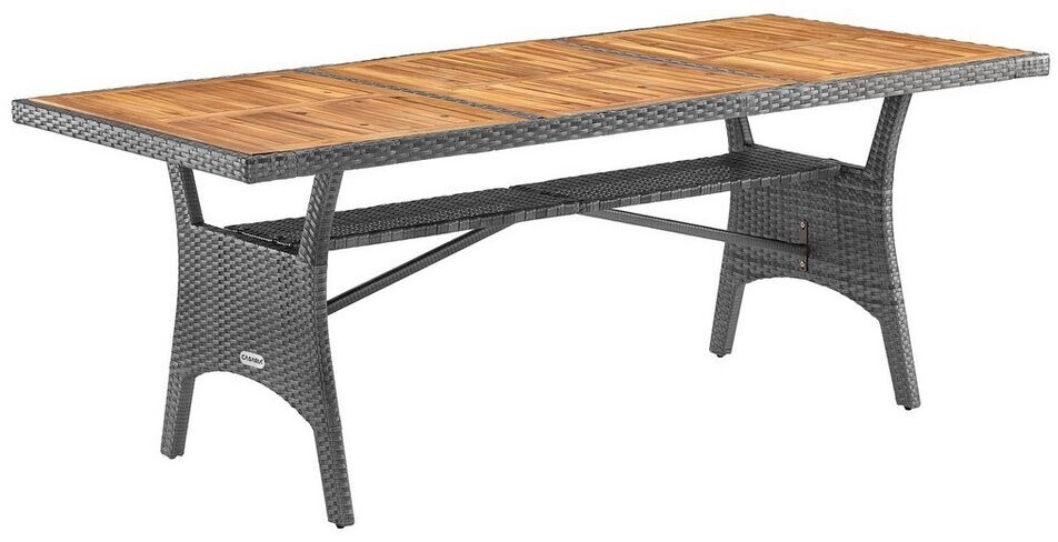 Casaria Polyrattan Gartentisch Takeo 190x90x74cm Akazie Grau