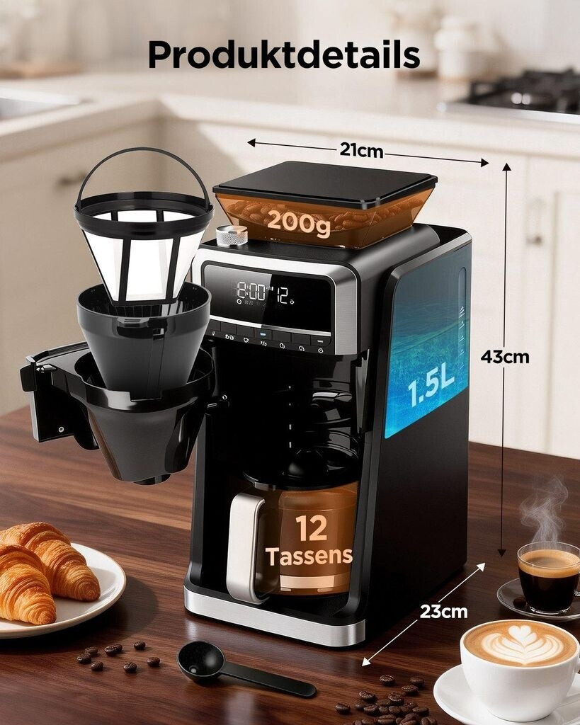 Aigostar Aigostar Coffee Machine with Grinder 8719138872855 - view 9