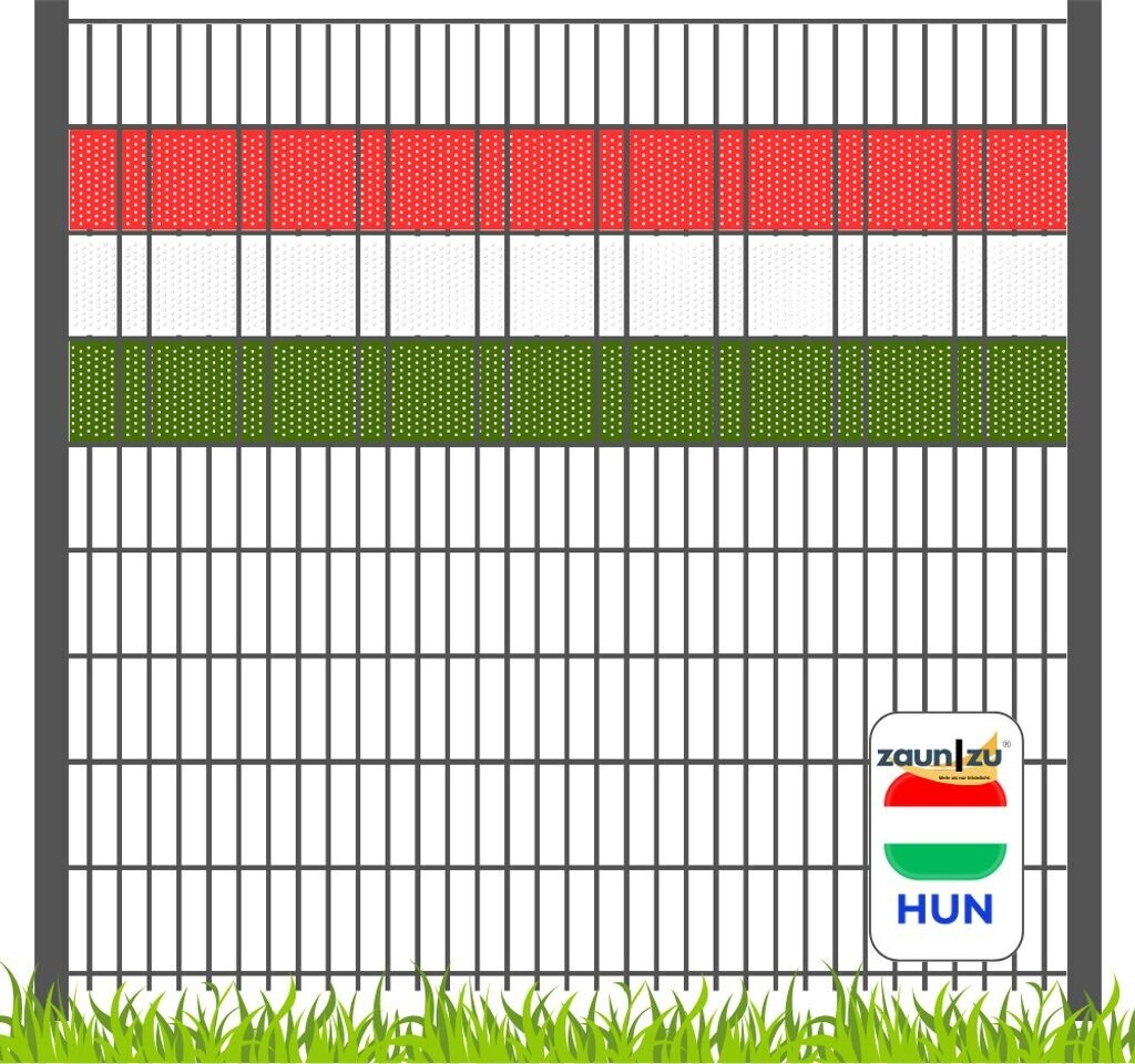 zaun|zu Ungarn 2,55 m x 0,1 cm x 19 cm Blau/Rot/Weiß Volle Streifen