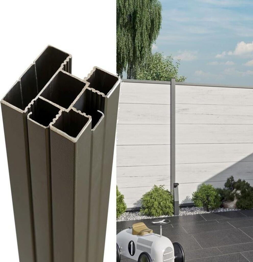 T&J T&J Zaunpfosten-Set Ecosteck 6,8 x 6,8 x 180 cm Anthrazit Aluminium - back view