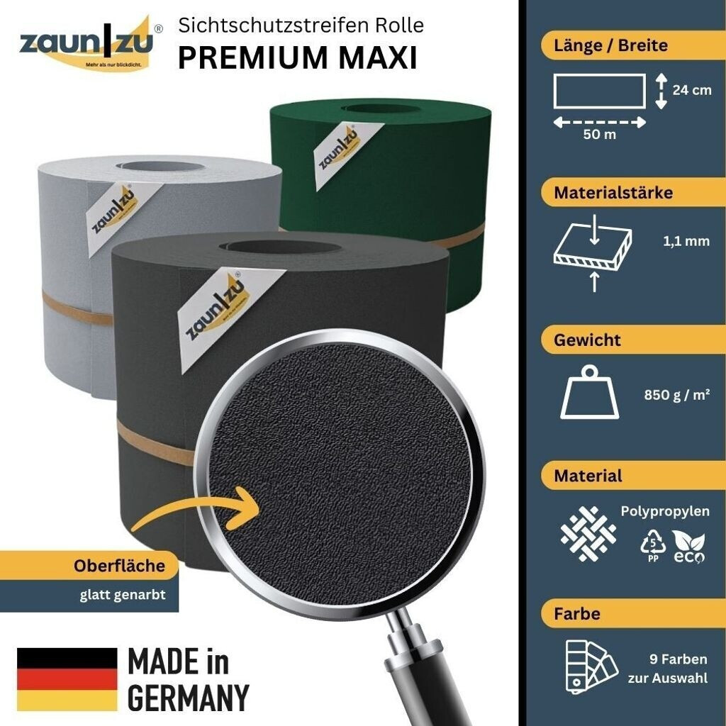 zaun|zu zaun|zu Sichtschutzstreifen Premium Maxi 24 x 0,1 cm Tiefschwarz - view 9