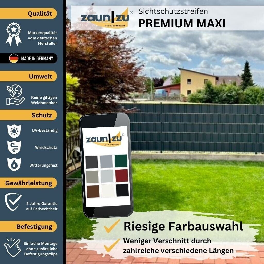 zaun|zu zaun|zu Sichtschutzstreifen Premium Maxi 24 x 0,1 cm Lichtgrau - back view