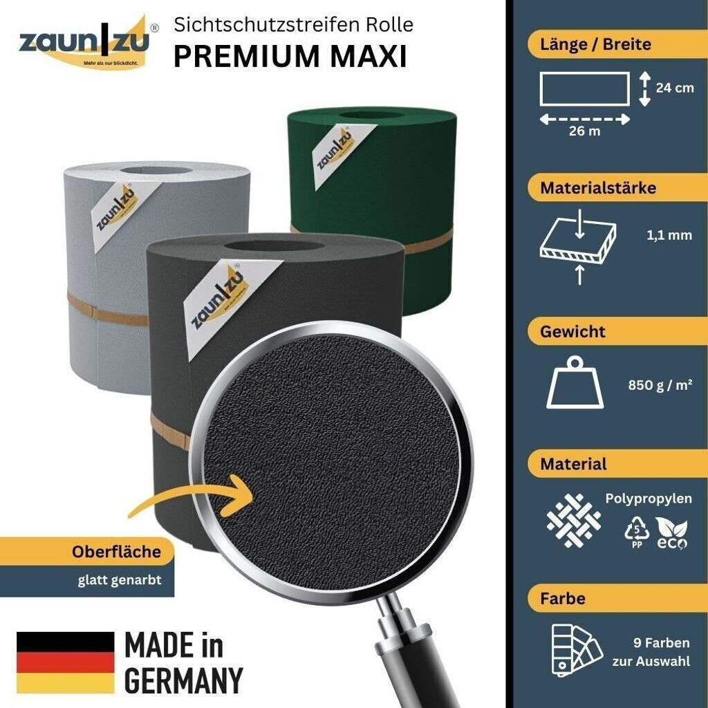 zaun|zu zaun|zu Sichtschutzstreifen Premium Maxi 24 x 0,1 cm Lichtgrau - view 9