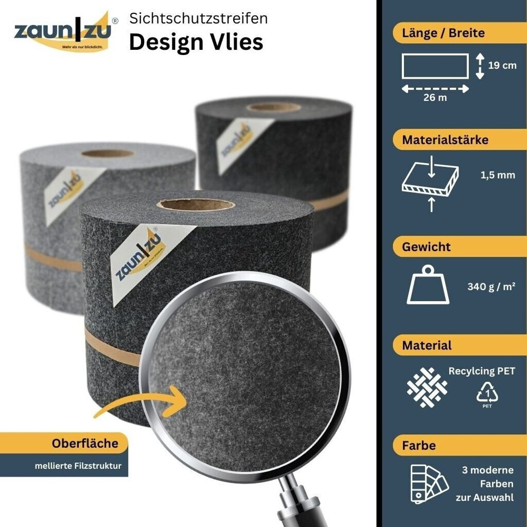 zaun|zu zaun|zu Sichtschutzstreifen Design Hellgrau 26 m x 19 cm x 0,2 cm Hellgrau 1 Stk. - view 12