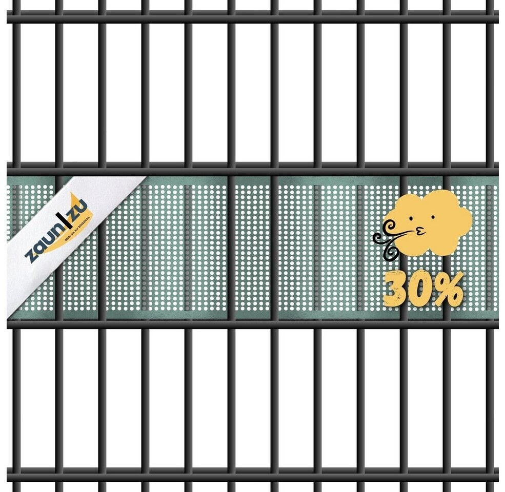 zaun|zu zaun|zu Sichtschutzstreifen Polyal Eco Gelocht 30 % 26 m x 19 cm x 0,1 cm Salbei - alternate view