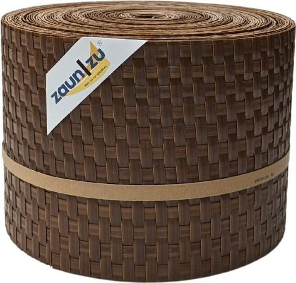 zaun|zu Sichtschutzstreifen Rattan PE 26 m x 19 cm x 0,2 cm Honigbraun