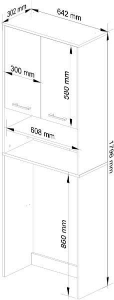Akord Furniture Factory Waschmaschinenumbauschrank FIN Artisan Eiche, Weiß 64 cm 2 Türen B64xH180xT30 cm, Bild 3