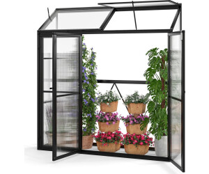 Costway Lean to Greenhouse Aluminium 180x52x190cm black