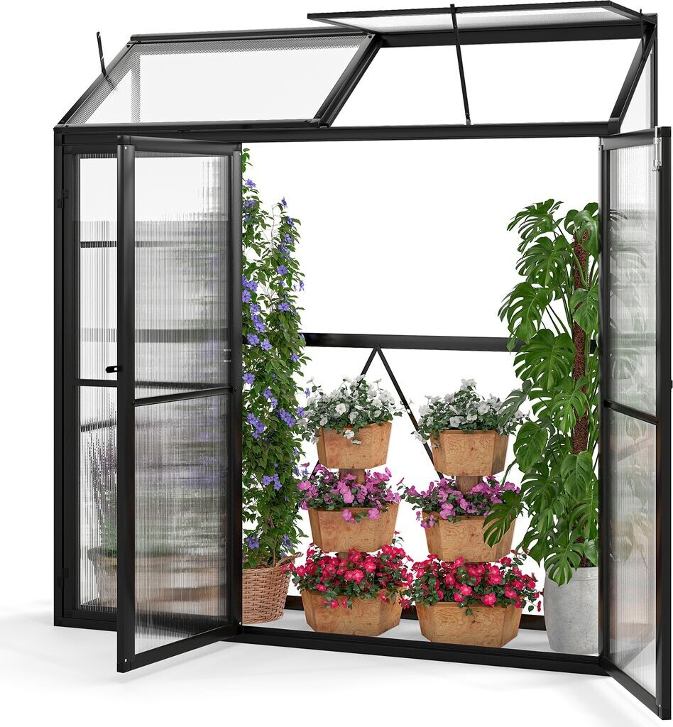 Costway Lean to Greenhouse Aluminium 180x52x190cm black