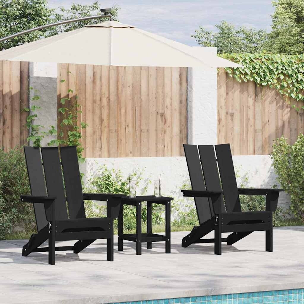 vidaXL Faltbare Adirondack-Stühle 2 Stück Schwarz 74,5 x 80,5 x 90 cm HDPE (3335820)
