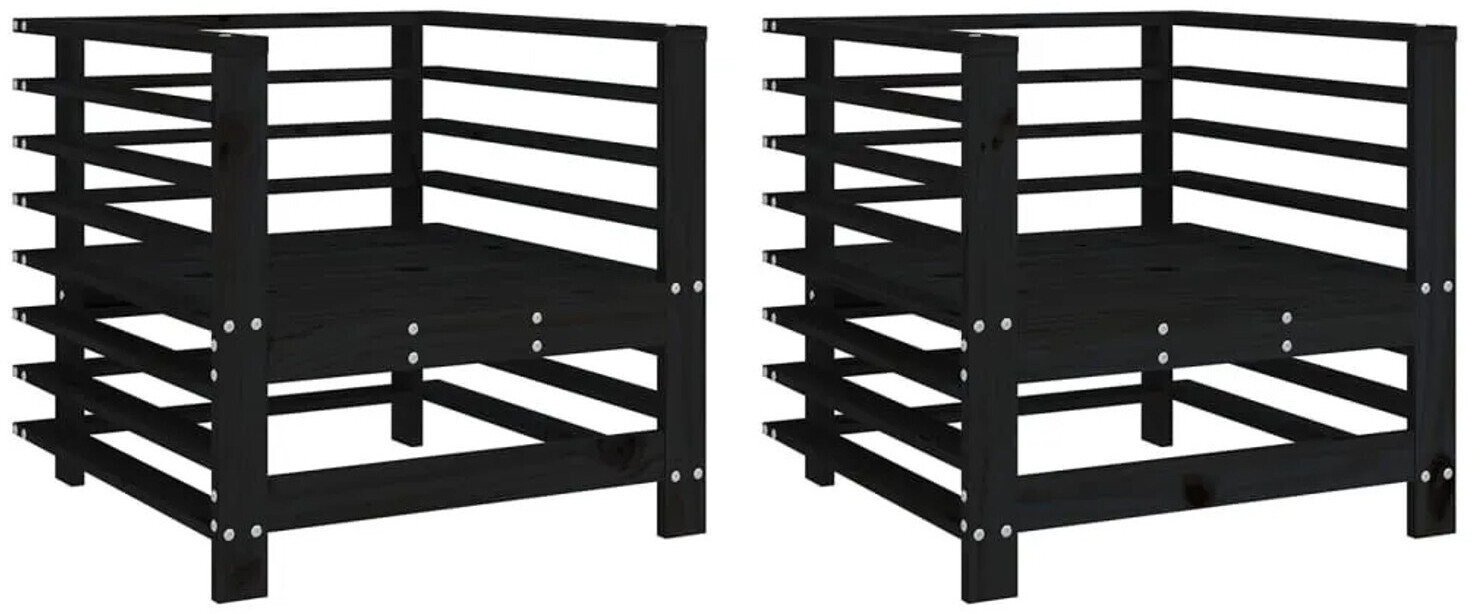 vidaXL Gartenstühle 2 Stk. Schwarz Massivholz Kiefer (825629)