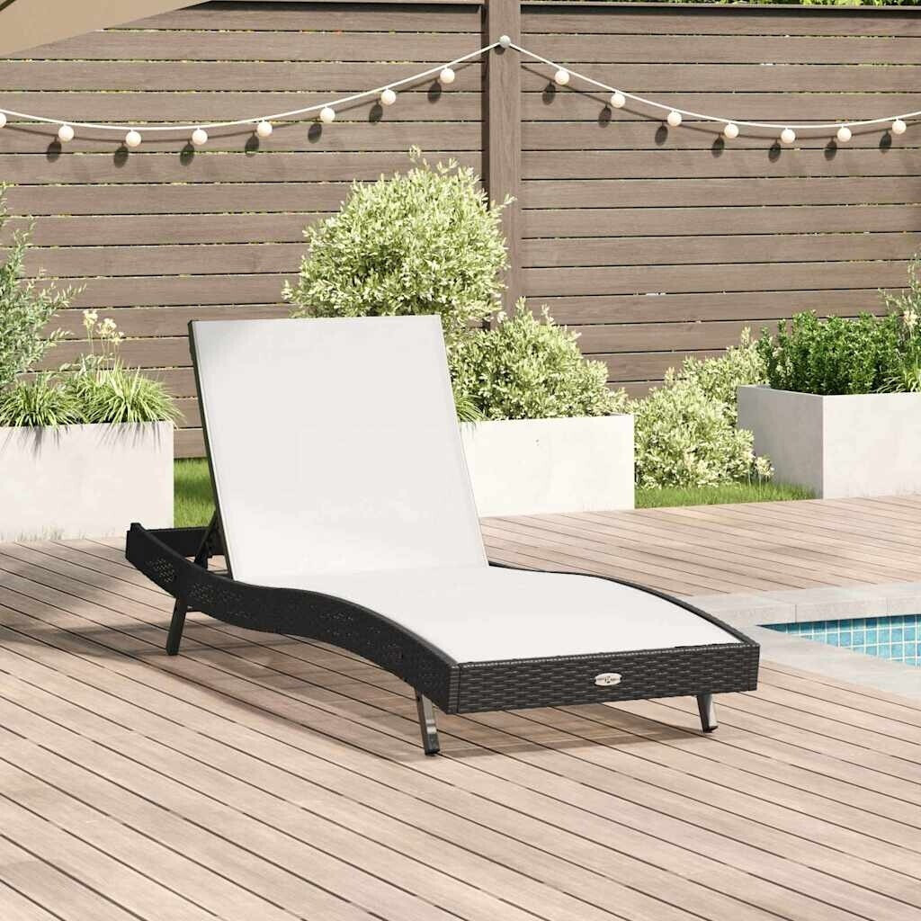 vidaXL Sonnenliege Schwarz Polyrattan und