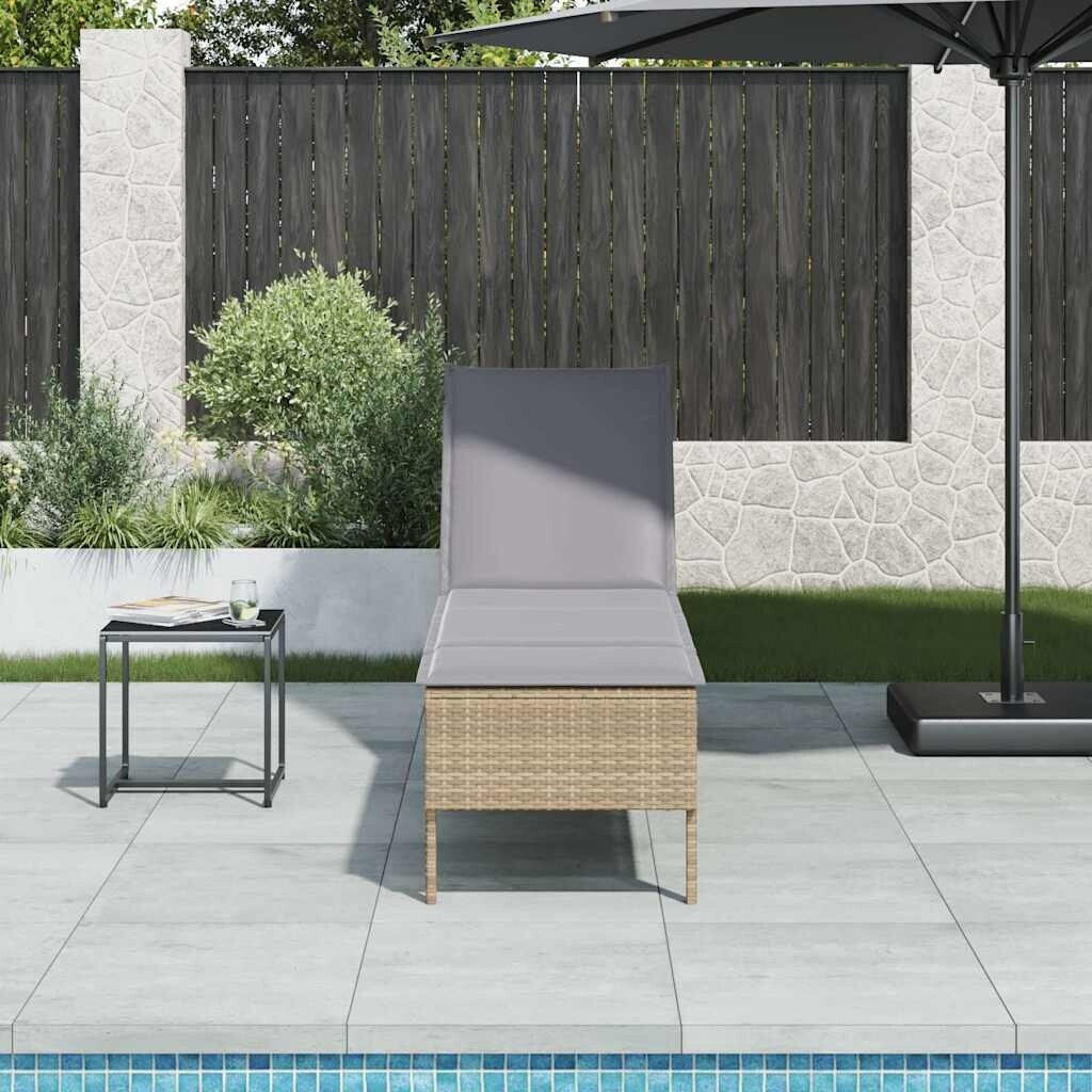 vidaXL Sonnenliege mit Auflage Beige 55x200x44 cm Polyrattan