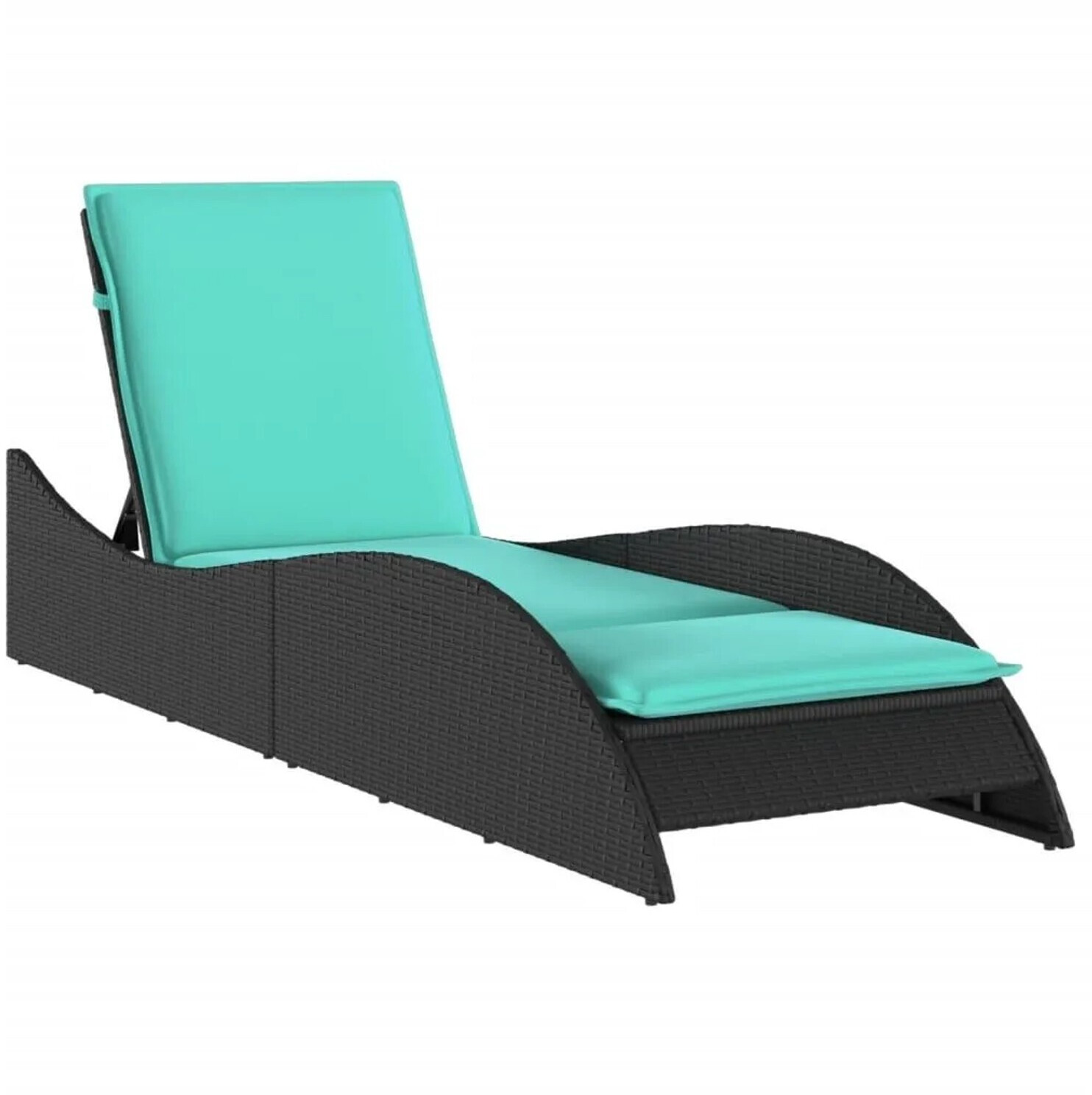 vidaXL Sonnenliege mit Kissen Schwarz 60x205x73 cm Polyrattan