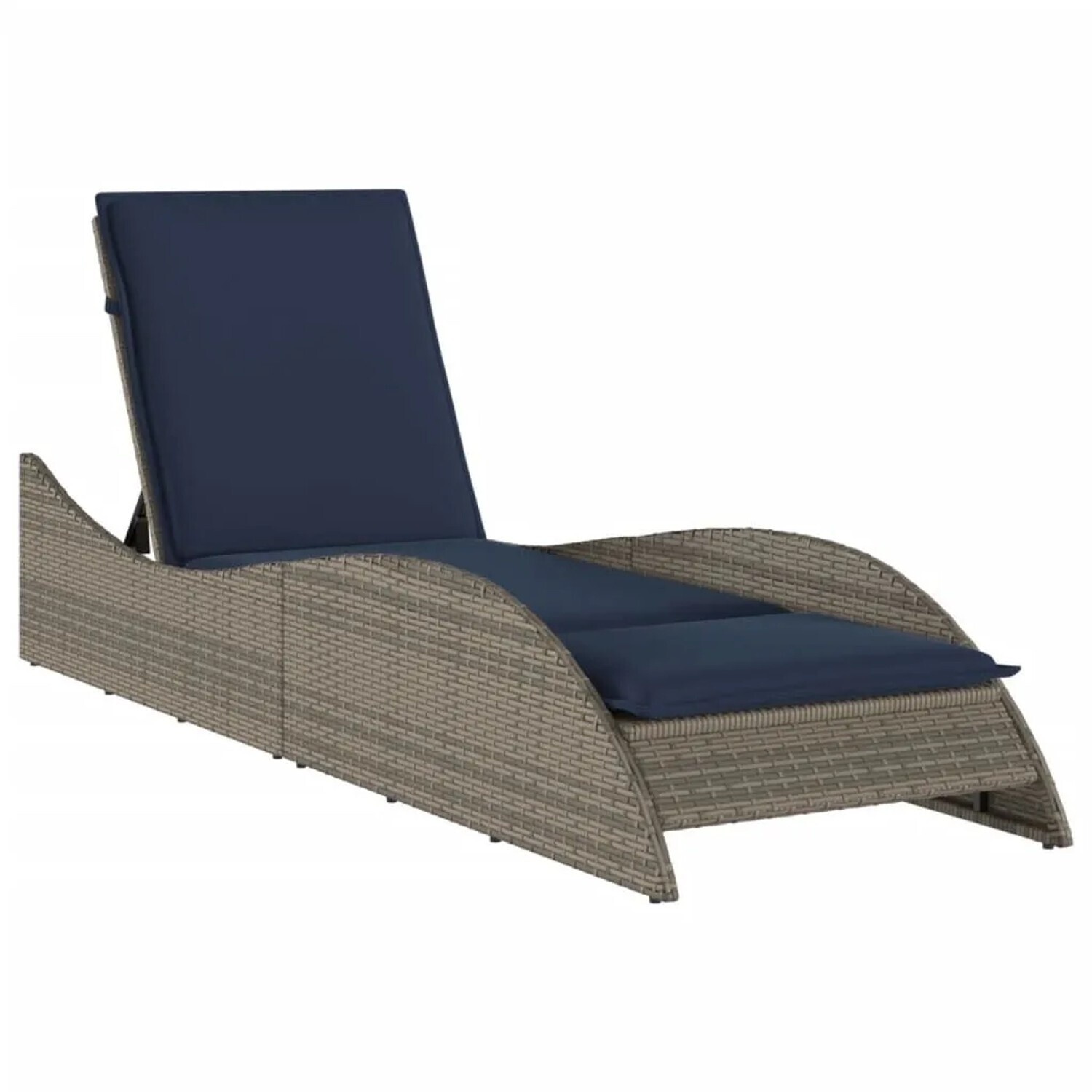 vidaXL Sonnenliege mit Auflage Grau 60x205x73 cm Polyrattan