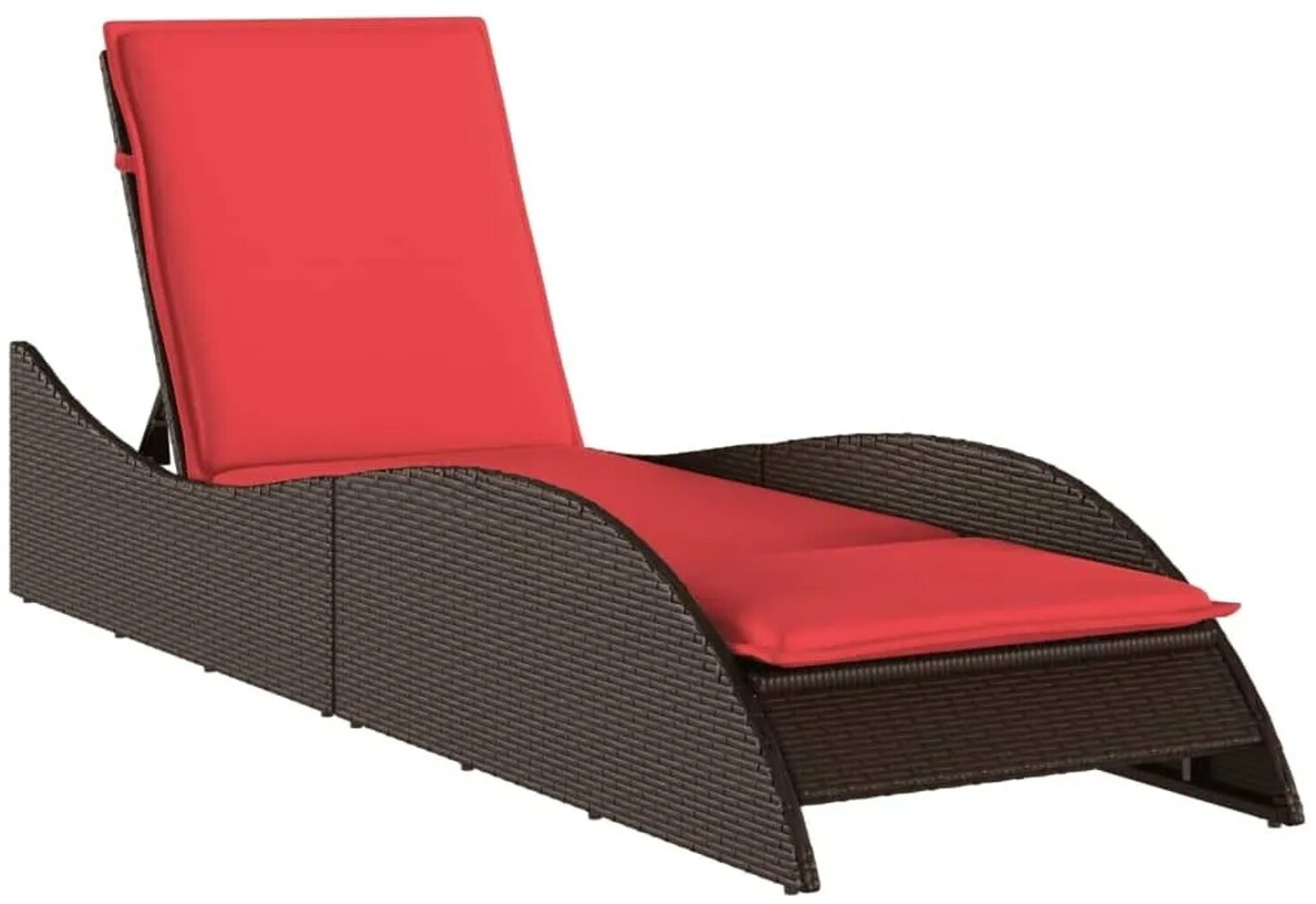 vidaXL Sonnenliege mit Kissen Braun 60x205x73 cm Polyrattan