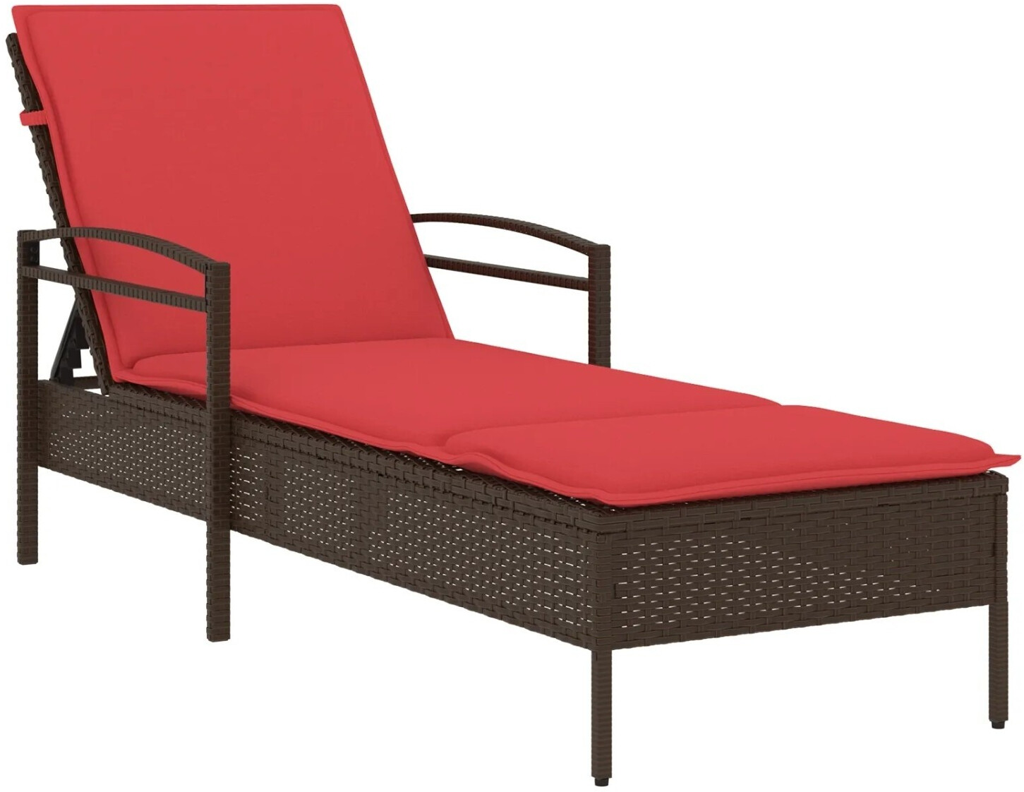vidaXL Sonnenliege mit Kissen Braun 63x200x81 cm Polyrattan