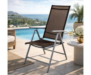 Mojawo Garden chair with high backrest 7-position adjustable aluminium CHOCOLATE BROWN