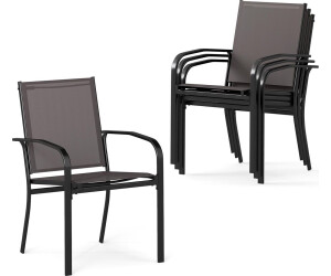 Costway 4-piece set garden chairs stackable textilene 57.5x61x89cm grey
