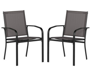 Costway Set of 2 stackable garden chairs textilene 57.5x61x89cm grey