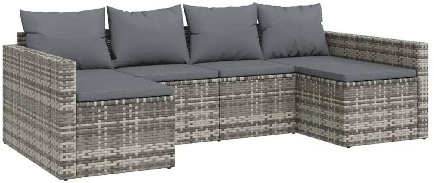 vidaXL 2-tlg. Garten-Lounge-Set mit Kissen Grau Poly Rattan (362344)