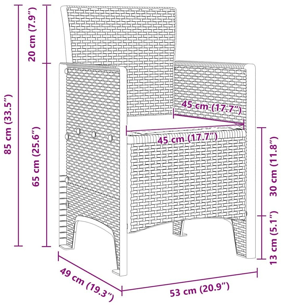 vidaXL Garten Essgruppe 13 pcs Weiß Polt Rattan (3378786)