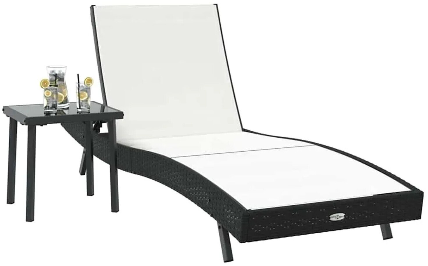 vidaXL Sonnenliege Schwarz/Weiß Poly-Rattan (2 Stk.)