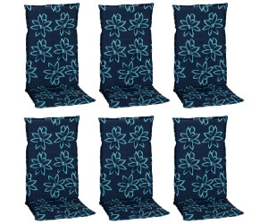 beo Bunde high-back seat cushion set of 6 light blue and dark blue flowers