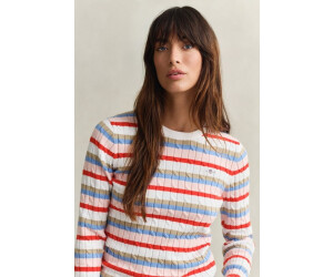 GANT Stretch katoenen kabel C-hals, Faded Sage, XS GANT Stretch katoenen kabel C-hals, Faded Sage, XS