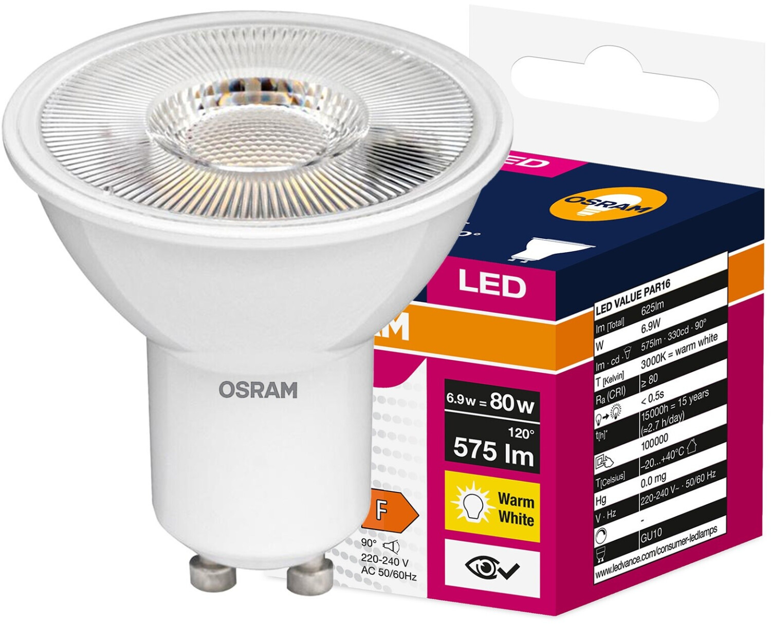 Osram LED Lampen GU10 6.9W = 80W 575lm 3000K Warm 90° Wert ab 2,11 € (Oktober 2026)
