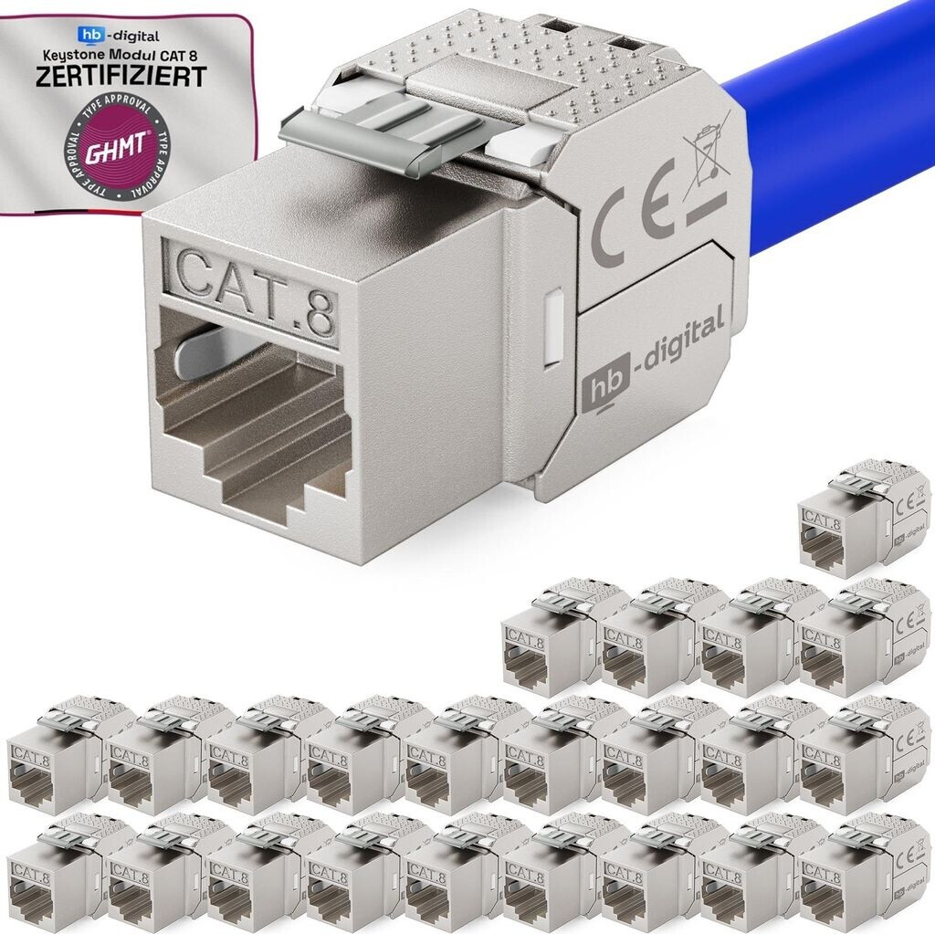 HB-Digital SET Keystone Modul RJ45 Cat.8 werkzeuglos Netzwerk-Adapter ...