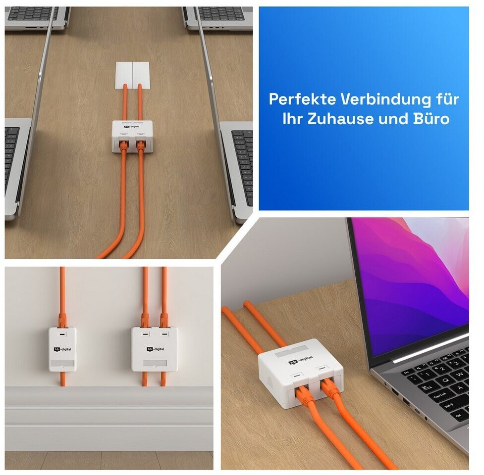 Lumonic Keystone-Set 2x Unterputzrahmen + CAT7 Modul – Werkzeuglos, 10 Gbit/s, 55er System