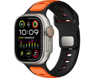 Strap-it Silikonarmband passend für Apple Watch Premium Outdoor (Orange/Schwarz)