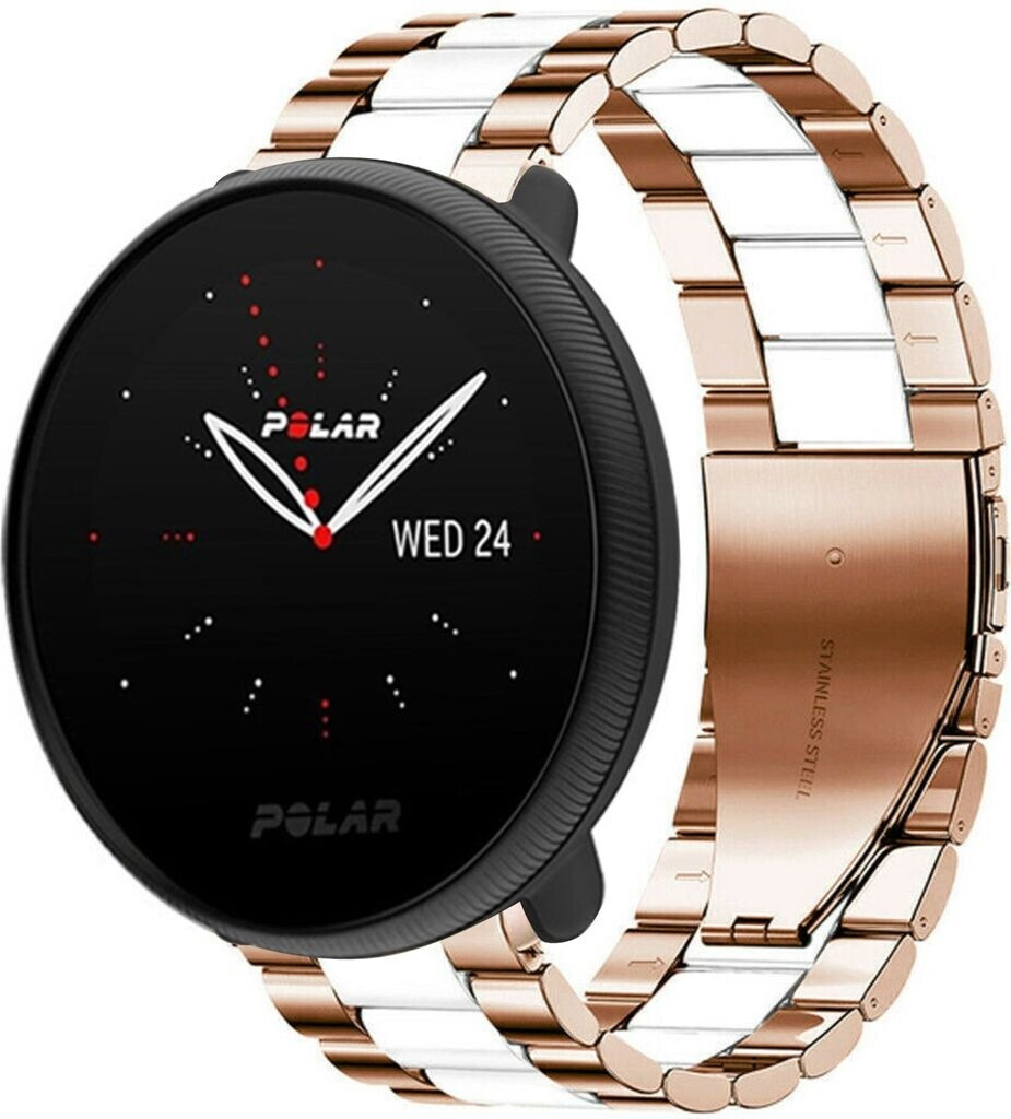 Strap-it Stahlarmband passend für Polar Ignite 3 (Roségold/Weiß)