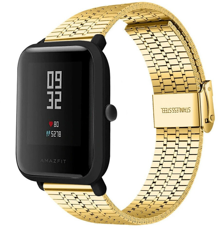 Strap-it Edelstahl-Armband passend für Xiaomi Amazfit Bip (Gold)