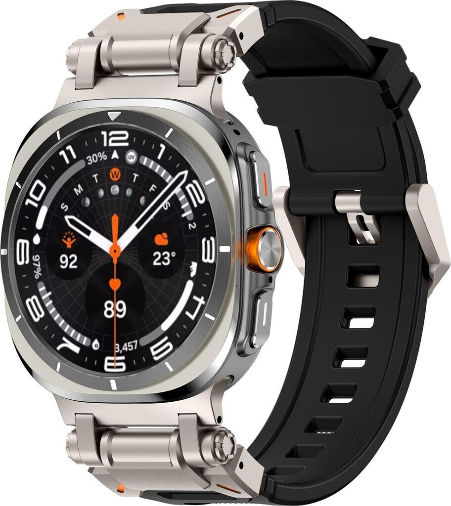 Strap-it Explorer' TPU Armband passend für Samsung Galaxy Watch Ultra (Schwarz mit Titan)