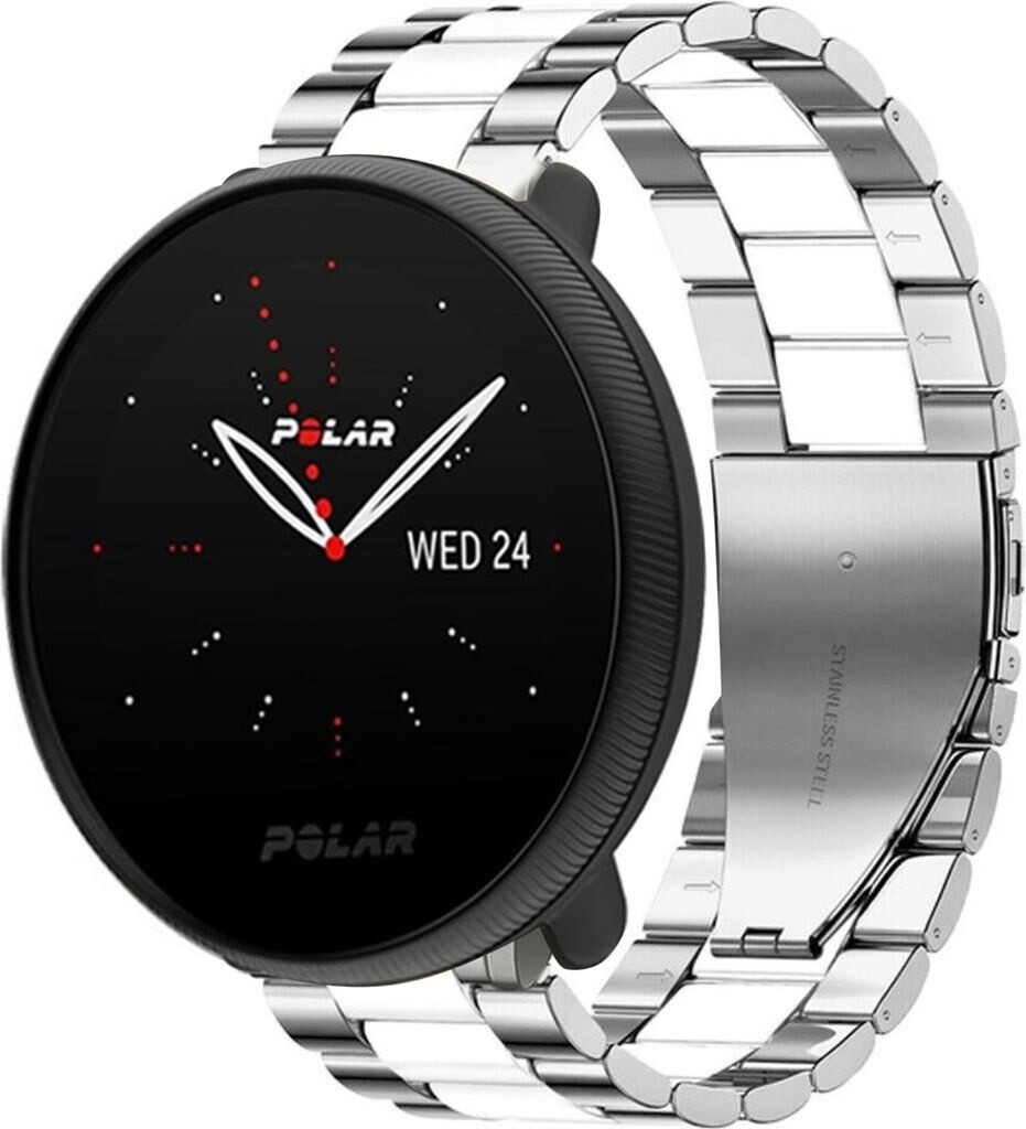 Strap-it Stahlarmband passend für Polar Ignite 3 (Silber/Weiß)