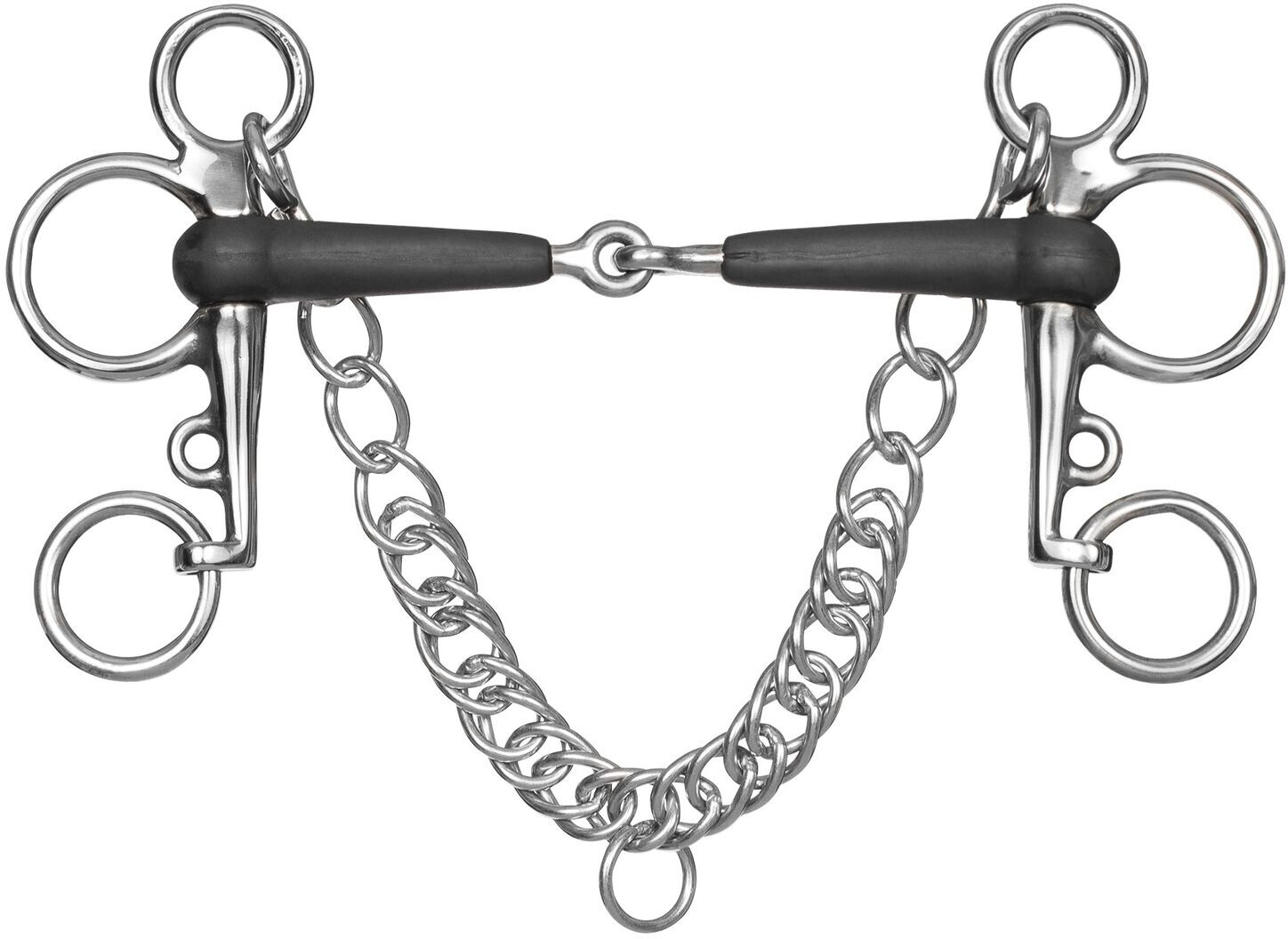 Mors Pelham Waldhausen Caoutchouc Rigide - Barre Droite 15 Mm, Anneaux 5 Cm, Largeur 13,5 Cm, Équitation Cheval
