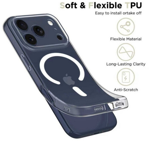 Tech-Protect FlexAir Hybrid Hülle Kompatibel mit iPhone 17 Pro Max transparent Magnetring, Bild 3