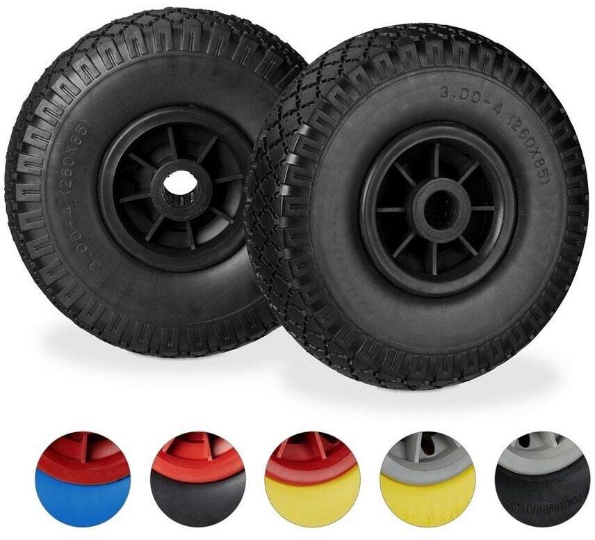 Relaxdays 2er Sackkarrenrad Set Kunststofffelge Schwarz