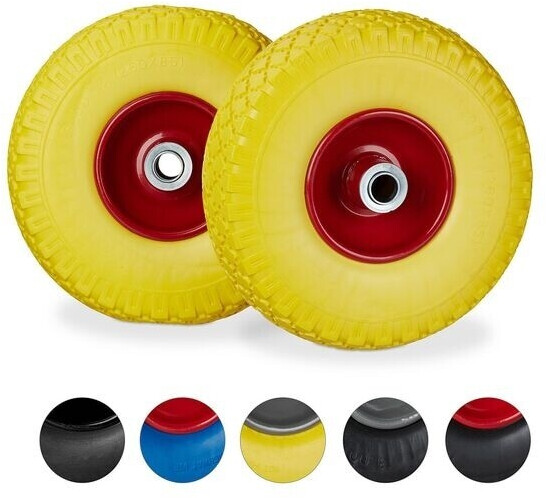 Relaxdays 2er Sackkarrenrad Set mit Stahlfelge Gelb ot