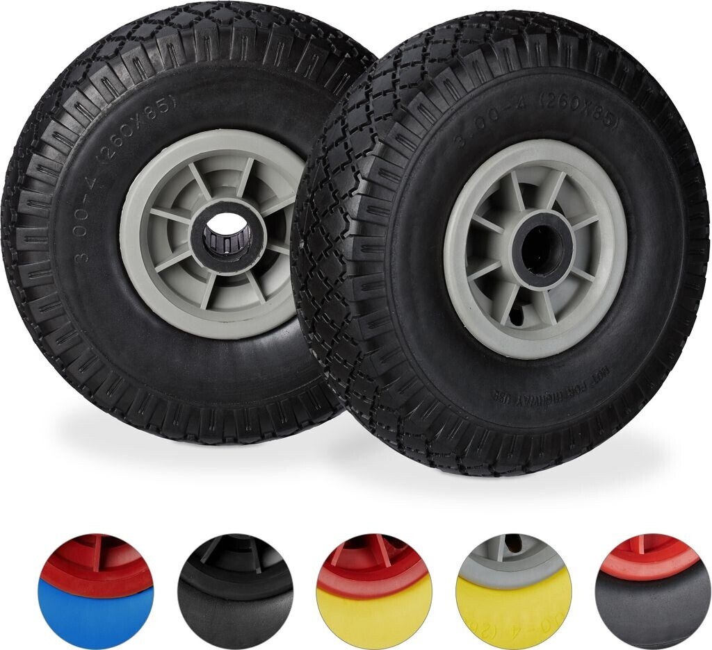 Relaxdays 4 x Sackkarrenrad schwarz-grau Schwarz rau