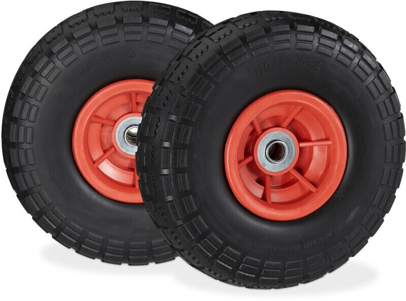 Relaxdays Sackkarrenrad PU 4er Set 4.1/3.5-4 Rot chwarz