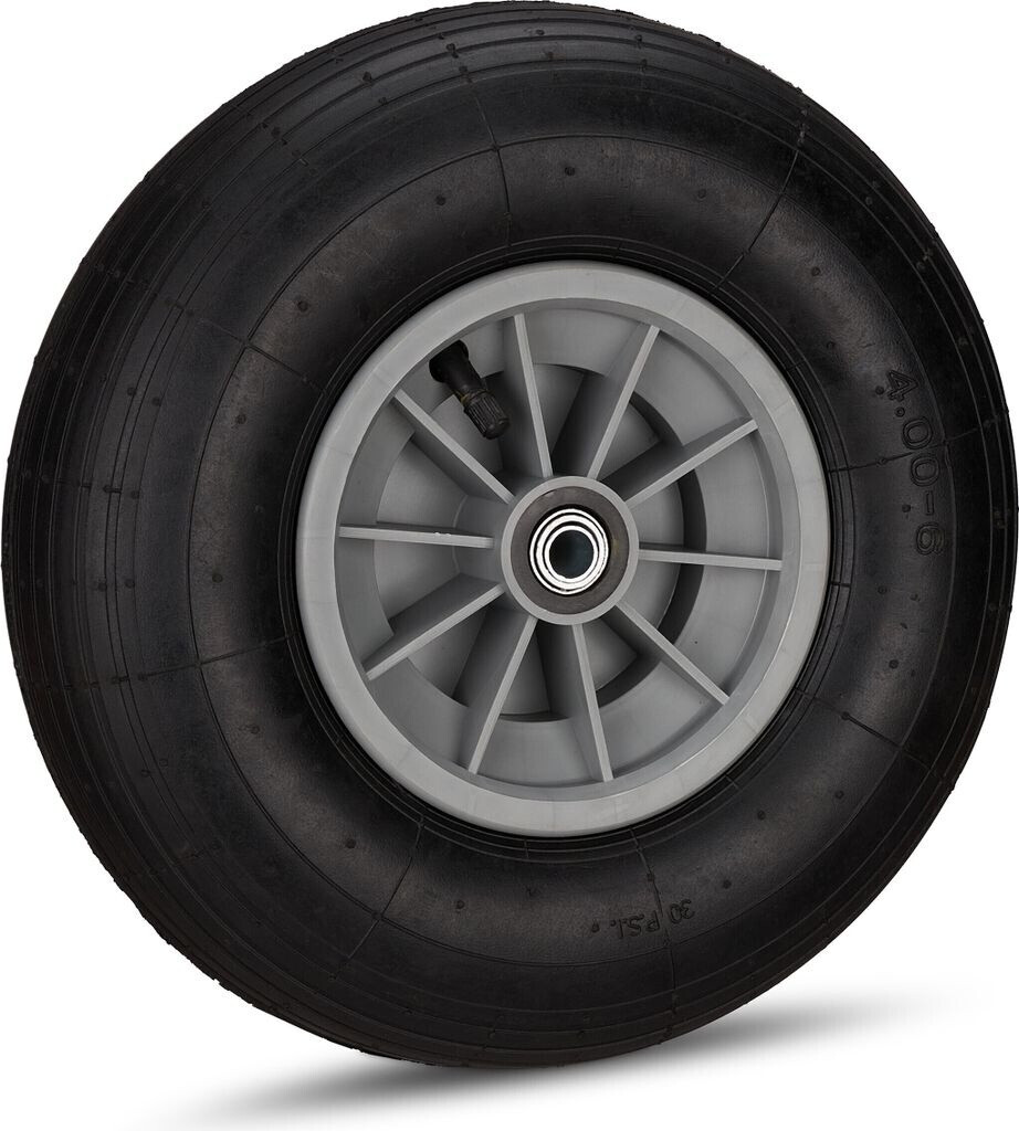 Relaxdays 4 x Schubkarrenrad 4.00-6 Schwarz-Grau Schwarz rau