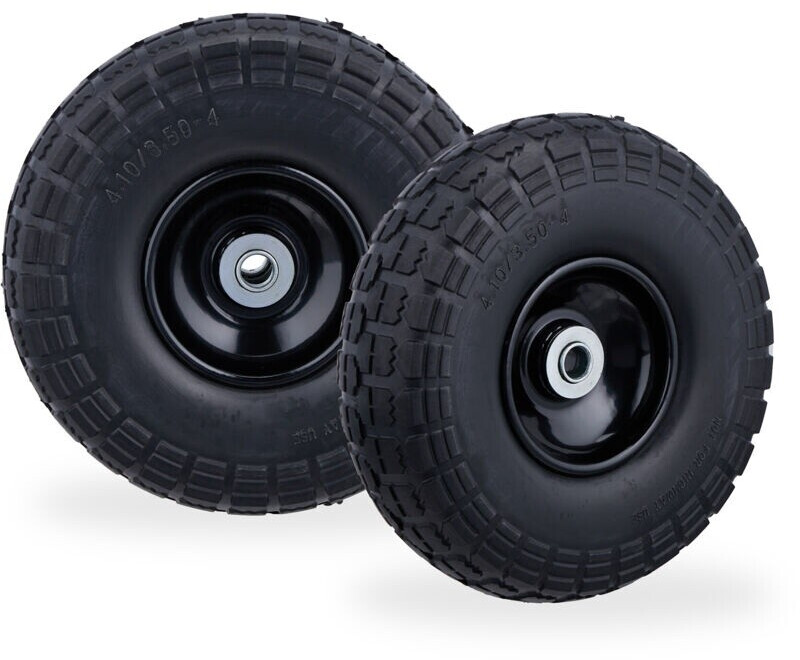 Relaxdays 8 x Sackkarrenrad PU schwarz Schwarz