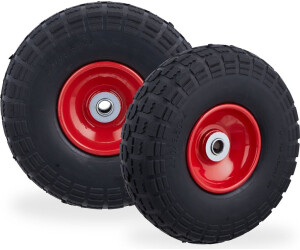 Relaxdays Sackkarrenrad PU im 4er Set Schwarz-rot Rot chwarz